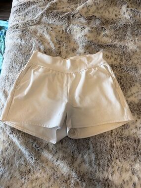 Spanx Women's  Faux-Leather Shorts with Side Pockets